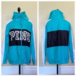 Victoria's Secret PINK Anorak Blue Full Zip WindBreaker Size XS / Small
